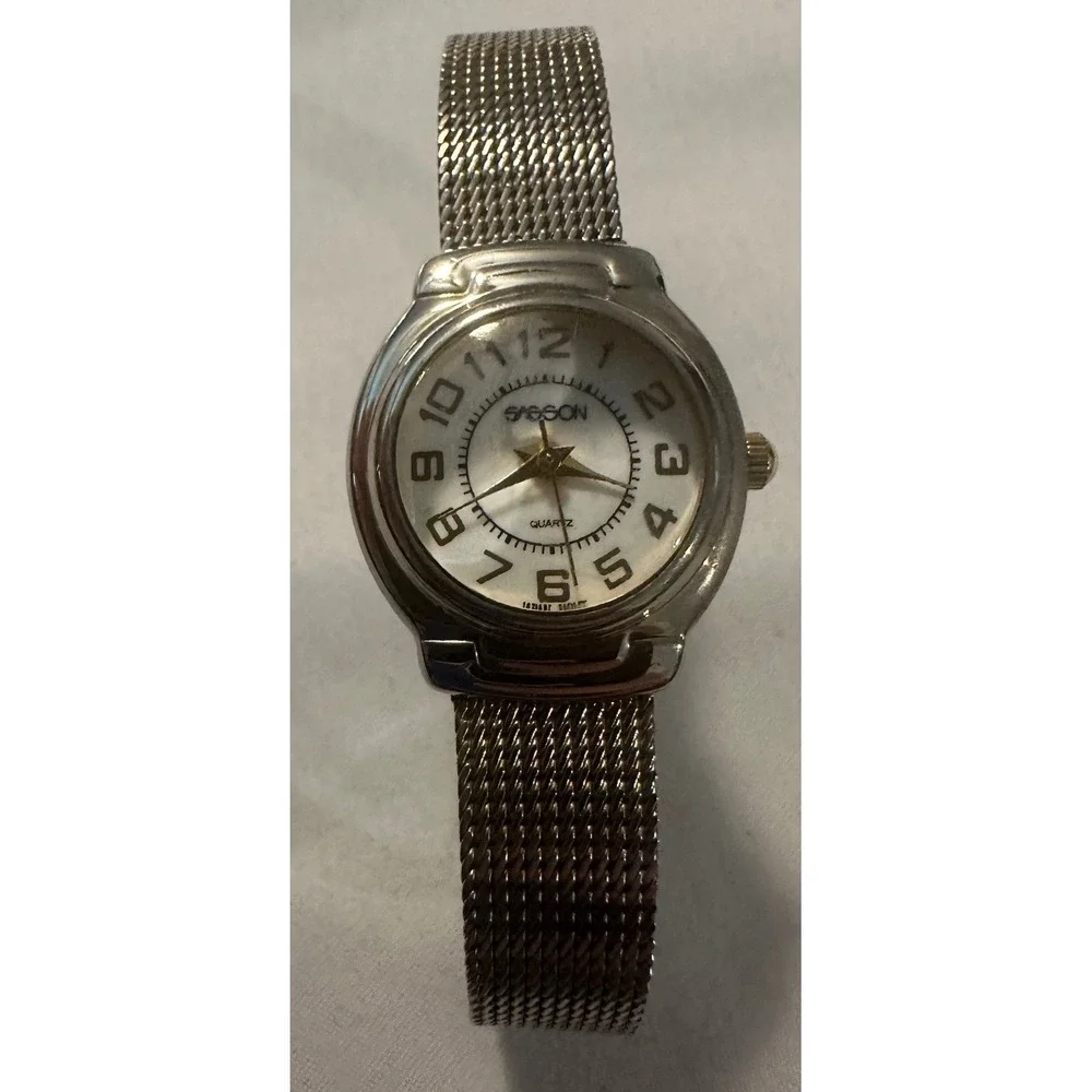 Sasson 1397QB Quartz Watch Silver Tone Mesh Band‎ Ladies Analog Wristwatch